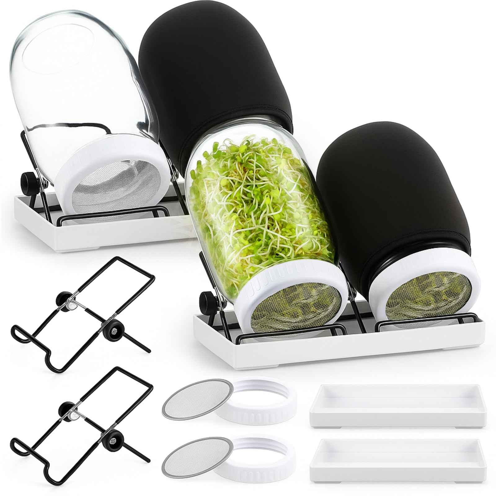 LemonRoad front view of four mason jars showing kit components and compact storage