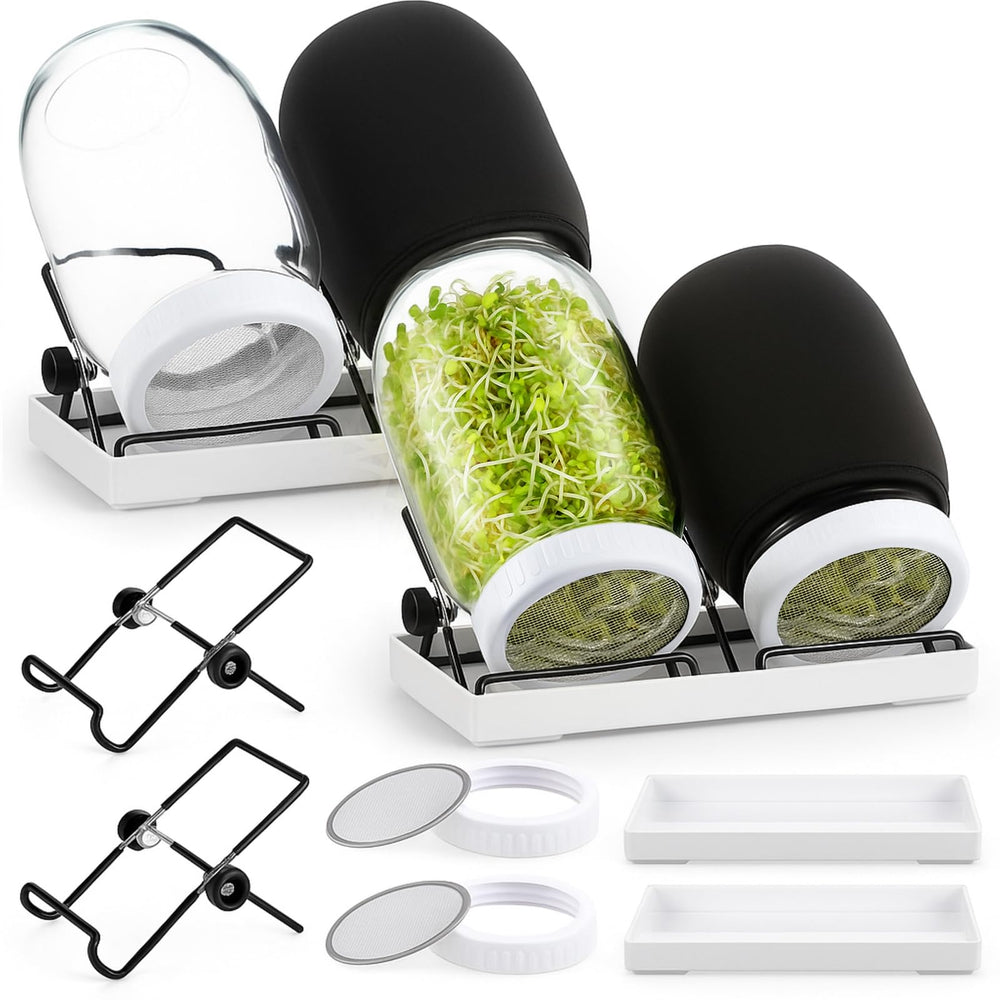 LemonRoad front view of four mason jars showing kit components and compact storage