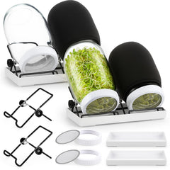 LemonRoad front view of four mason jars showing kit components and compact storage