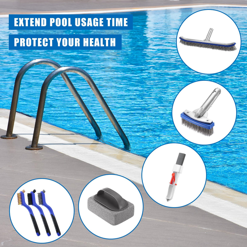 LemonRoad tools next to a ruler to show scale and practical size for pool maintenance