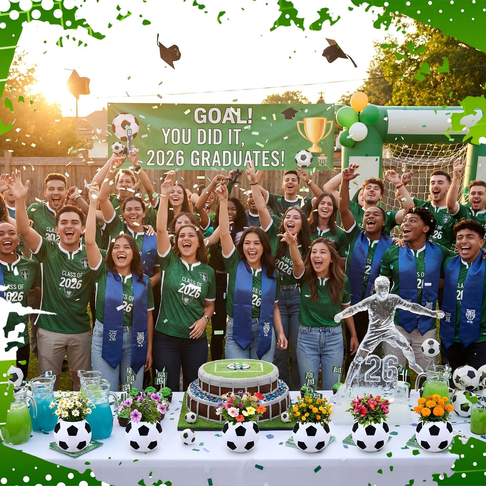 LemonRoad soccer planter customized with stickers showing DIY personalization