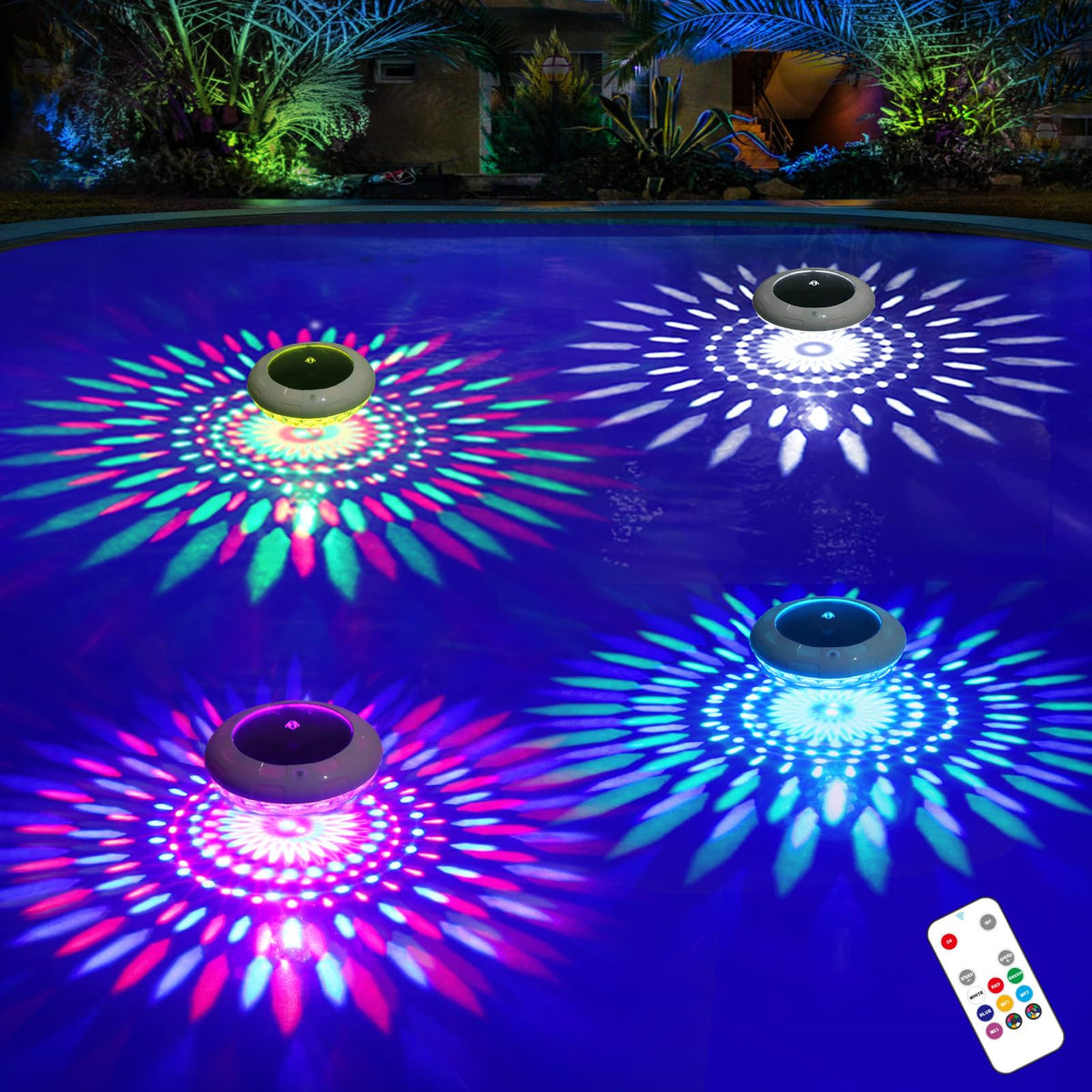 LENONE front view of floating light showing colorful illumination benefit