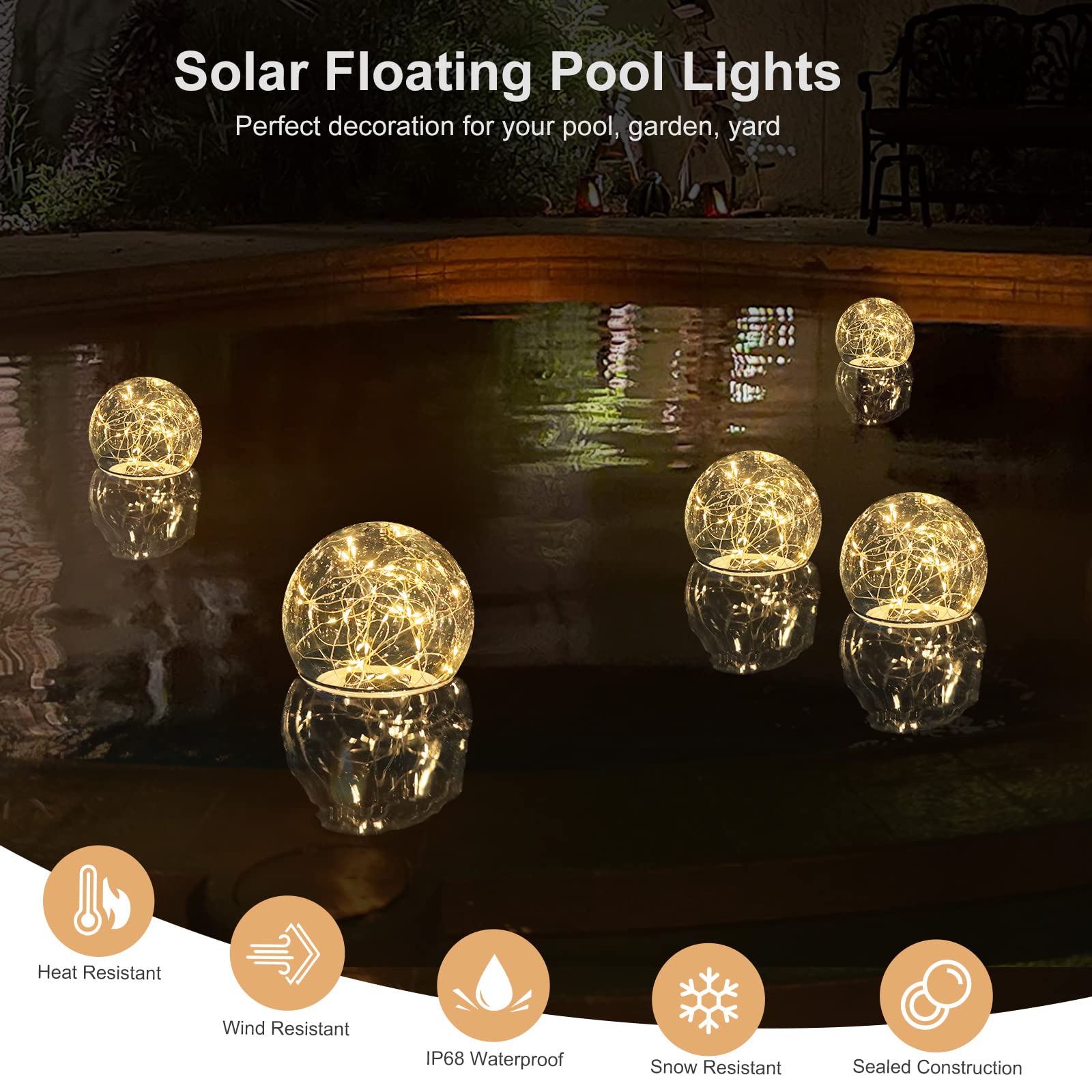 LENONE garden pathway with floating lights adding decorative lighting