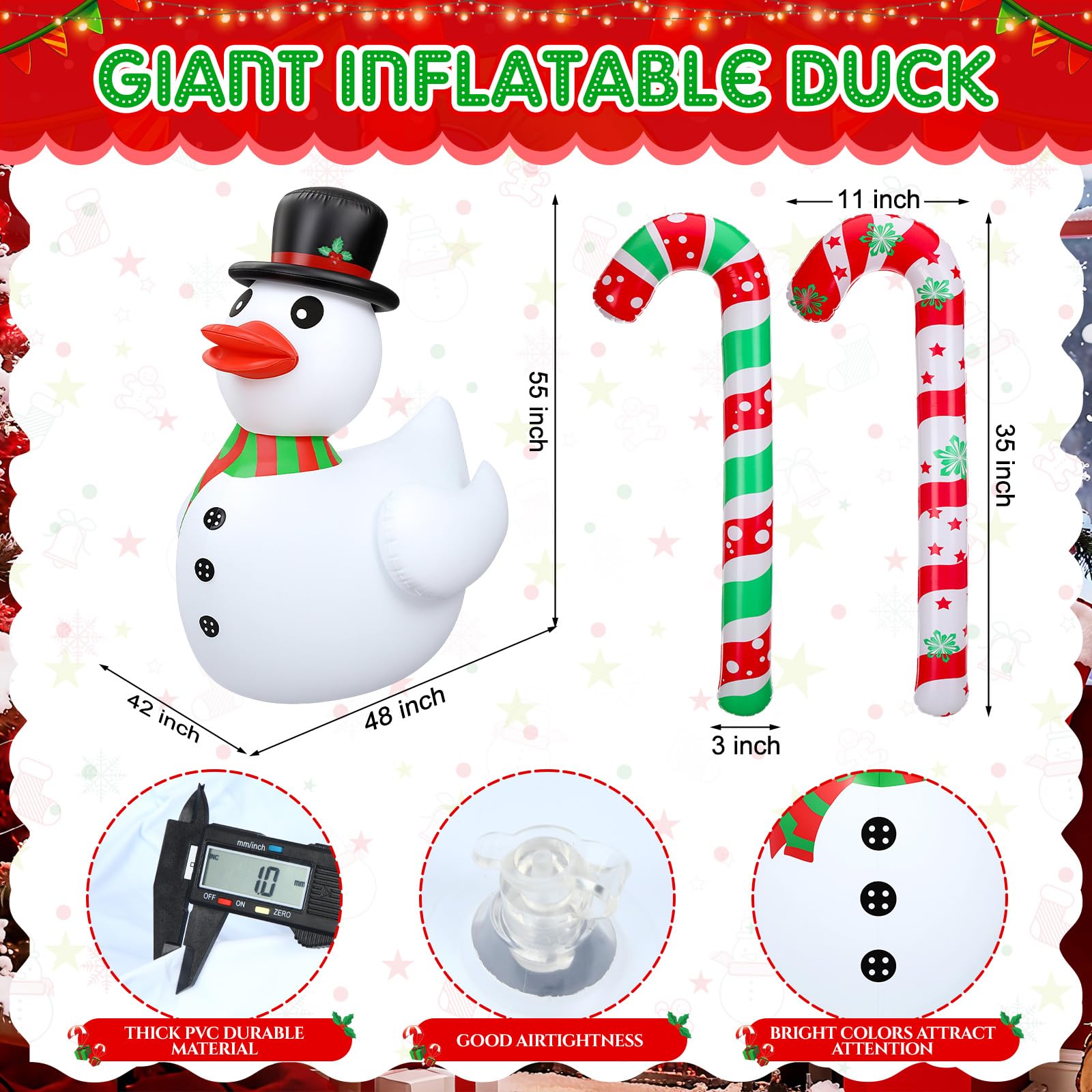 Lenwen candy cane inflatables side profile adding holiday height contrast