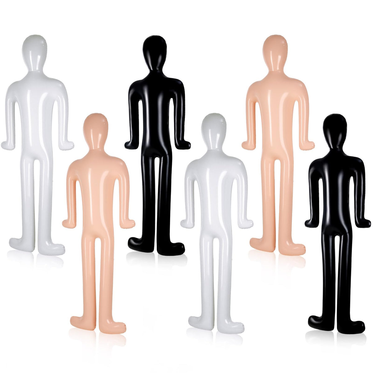 Lenwen front view of six-pack mannequins showing full set and benefit of ready-to-dress props