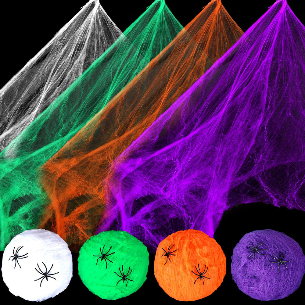 Lenwen front packaging showing four colored cobwebs and 150 spiders for easy planning