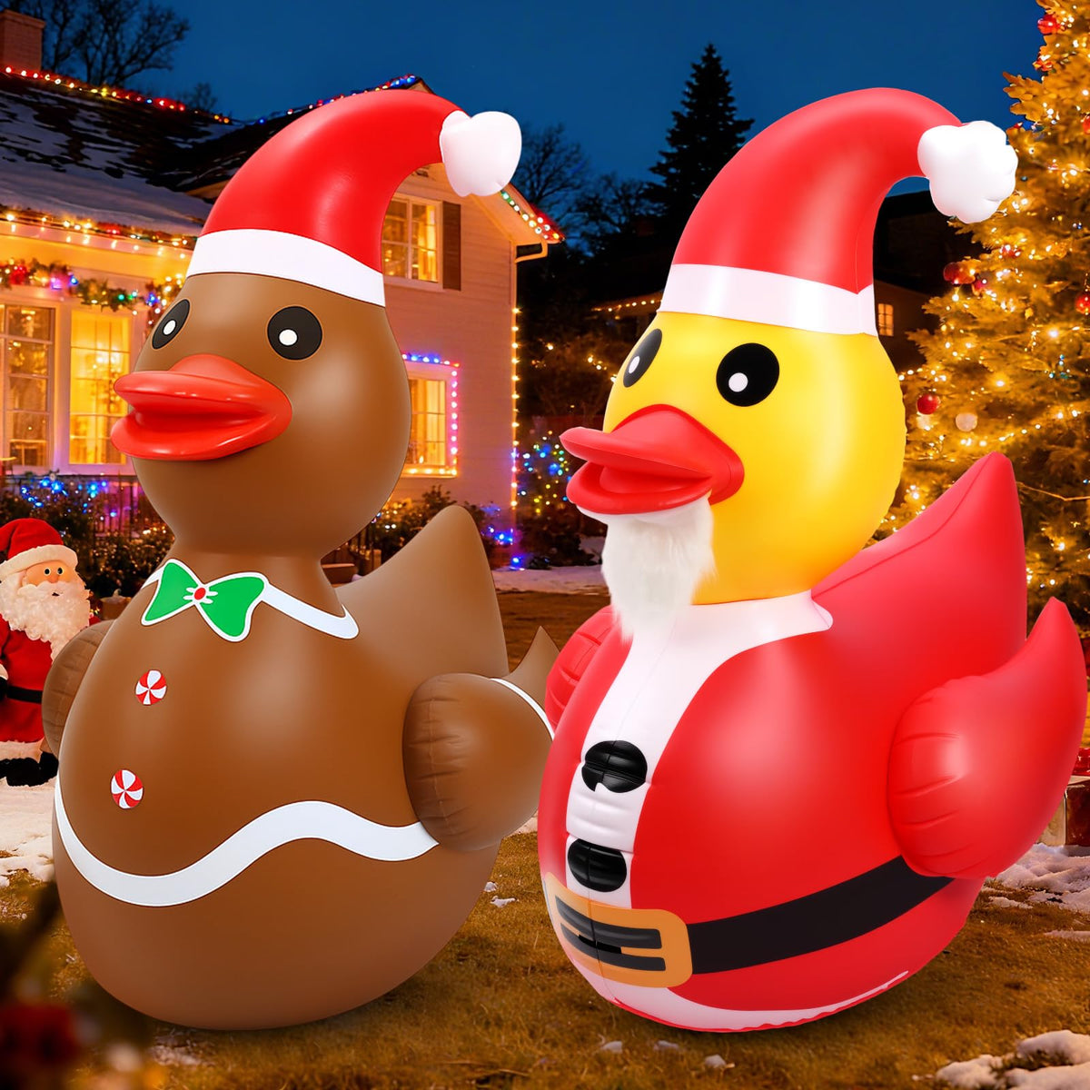 Lenwen Santa duck front view showing festive design and instant curb appeal