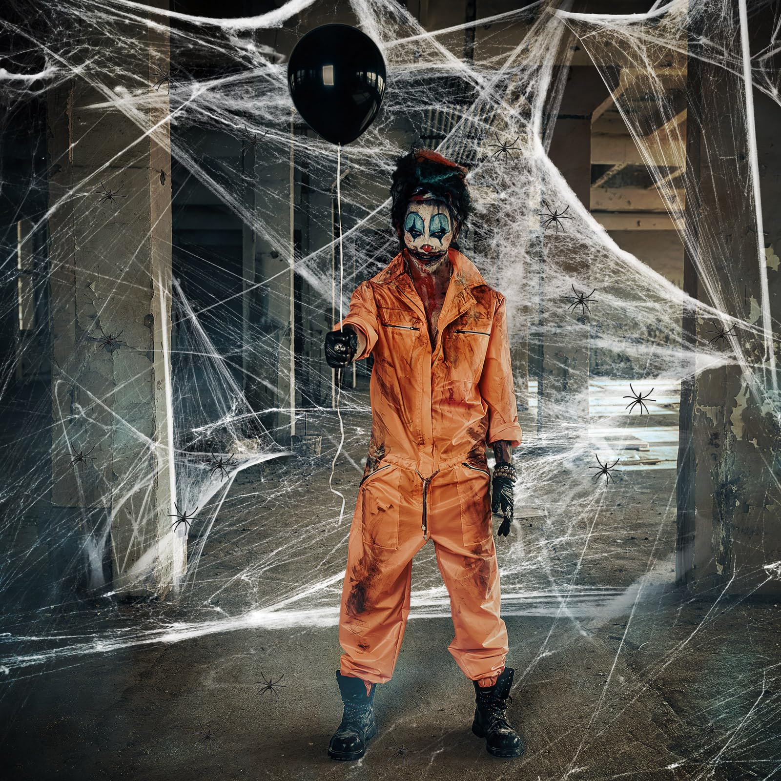Lenwen cobwebs glowing under blacklight enhancing dramatic Halloween ambiance