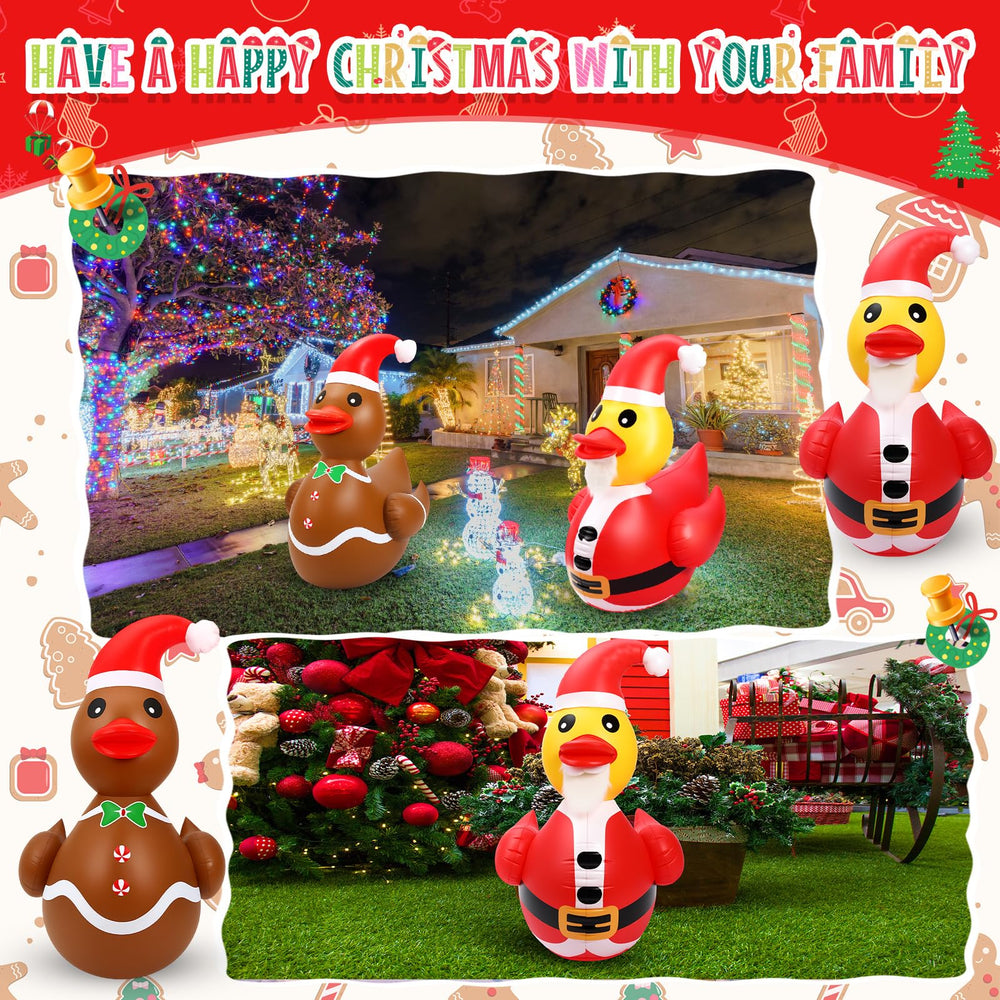 Lenwen inflatable ducks displayed on a lawn creating holiday focal point