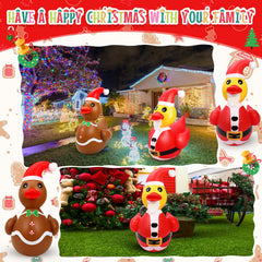 Lenwen inflatable ducks displayed on a lawn creating holiday focal point