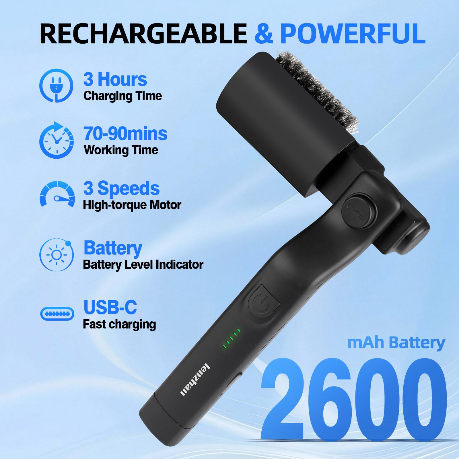 lenzhan USB-C charging port and battery indicator for fast rechargeable convenience