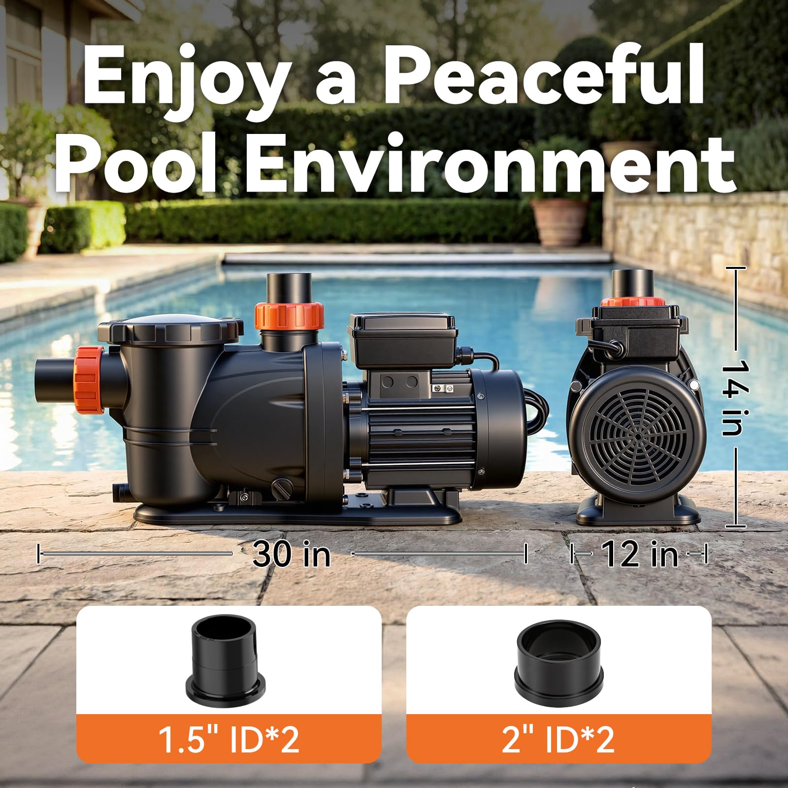 LEO pump in backyard pool setting showing efficient water movement