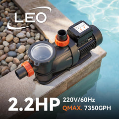 LEO pump clear lid and oversized basket for easy debris inspection