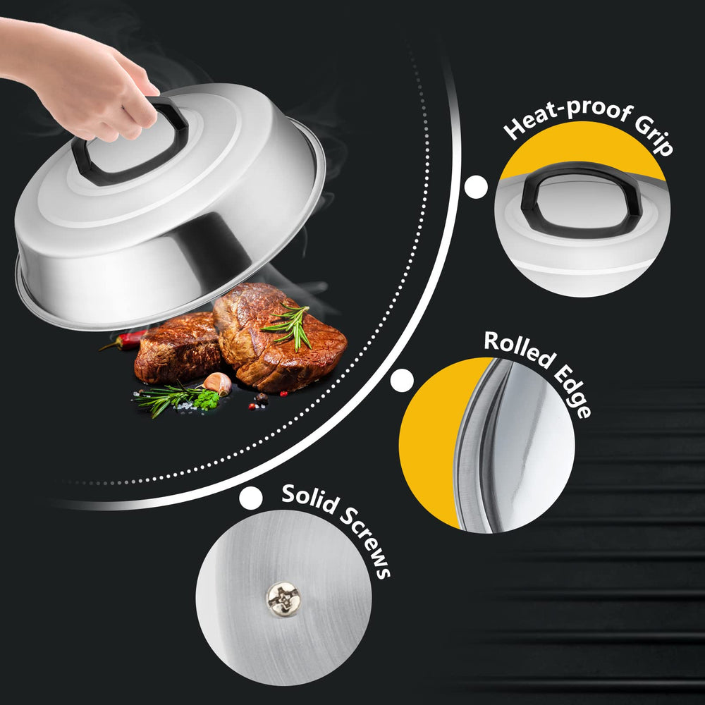 Leonyo 9-inch dome covering omelette demonstrating gentle steam cooking benefit