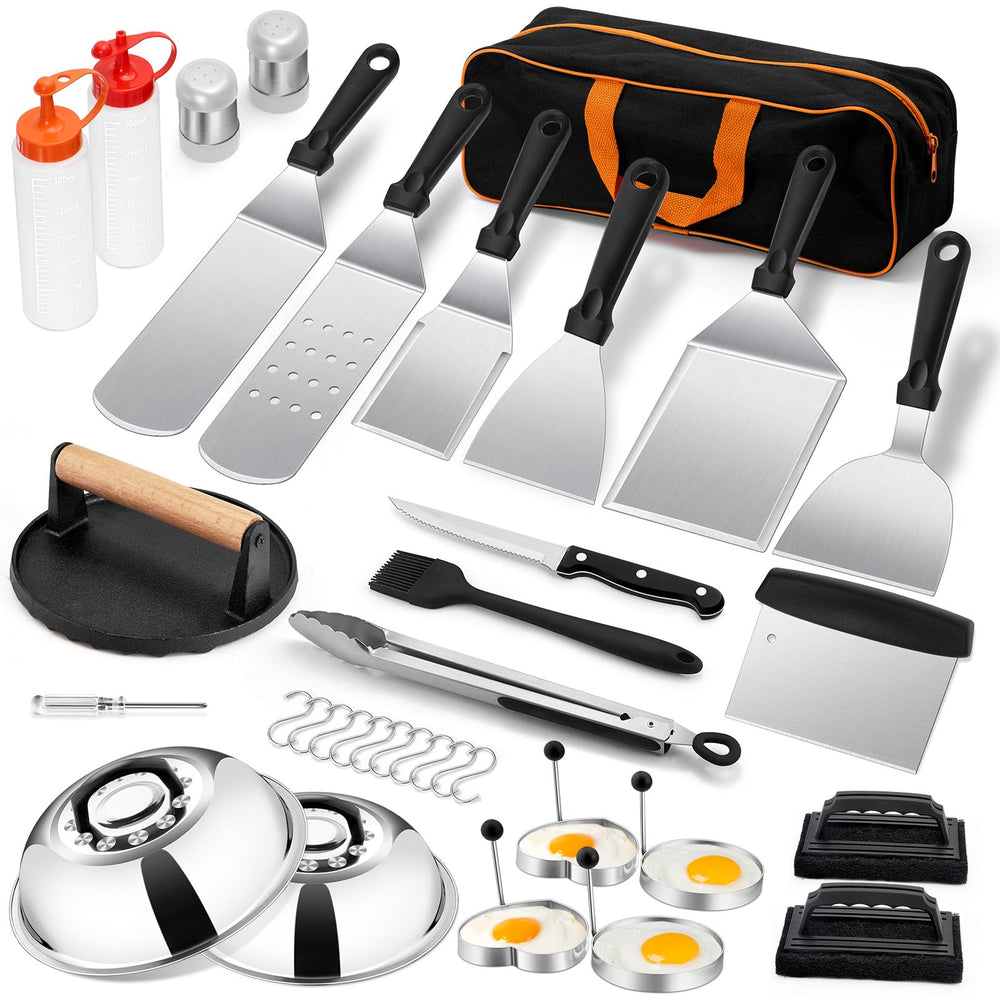 Leonyo front packaging showing complete 35-piece griddle kit and benefits