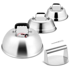 Leonyo melting dome and press front view showing durable stainless steel and compact set benefits