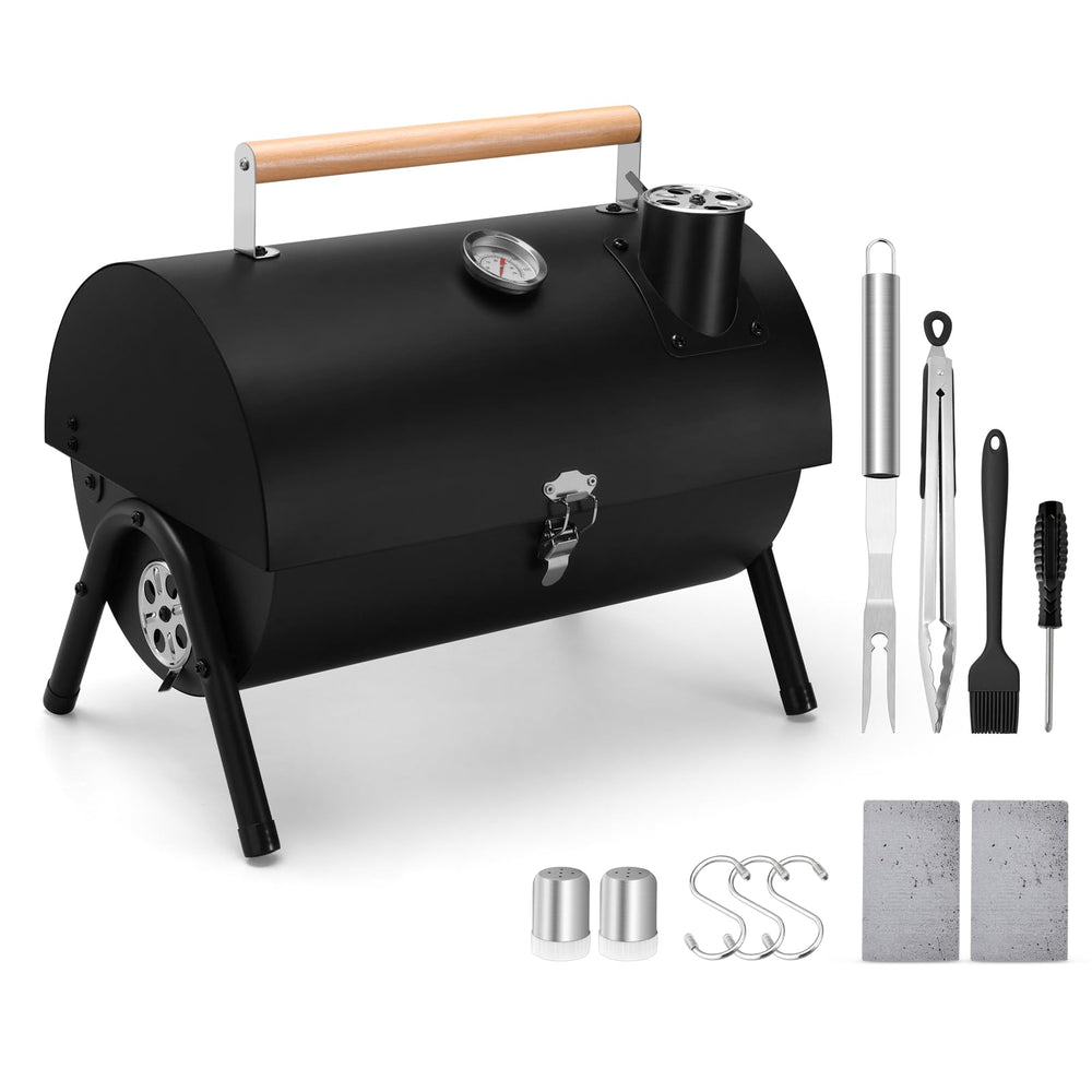 Leonyo front view open grill showing compact cooking area and quick setup benefit