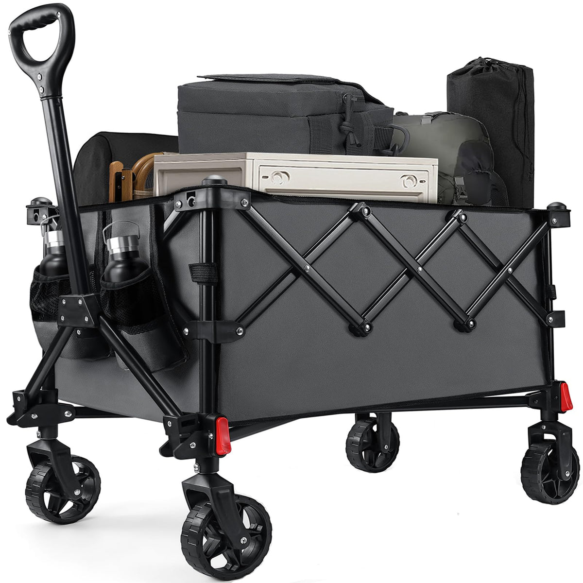Leonyo front view of wagon showing sturdy frame and spacious cargo