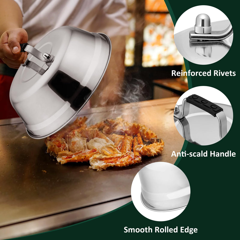 Leonyo riveted heatproof handle detail showing secure grip and burn prevention benefit