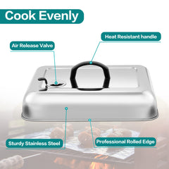 Leonyo round and rectangular melting domes on griddle concentrating heat for faster melts
