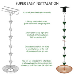 LEPTALINA rain chain installed on gutter guiding water neatly down without splashing