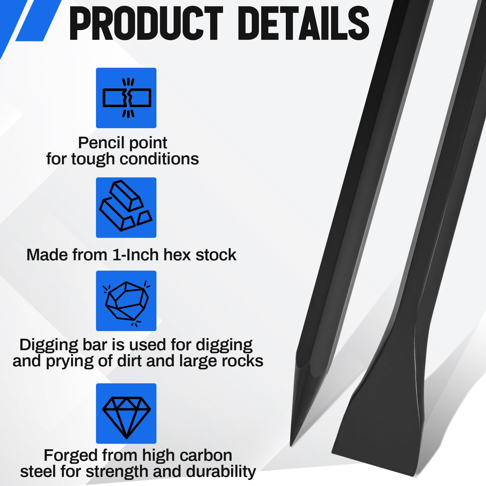 Leriton chisel flat end detail demonstrating blade for prying and cutting roots