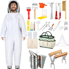Leriton kit front view showing all included beekeeper tools and bag for quick overview