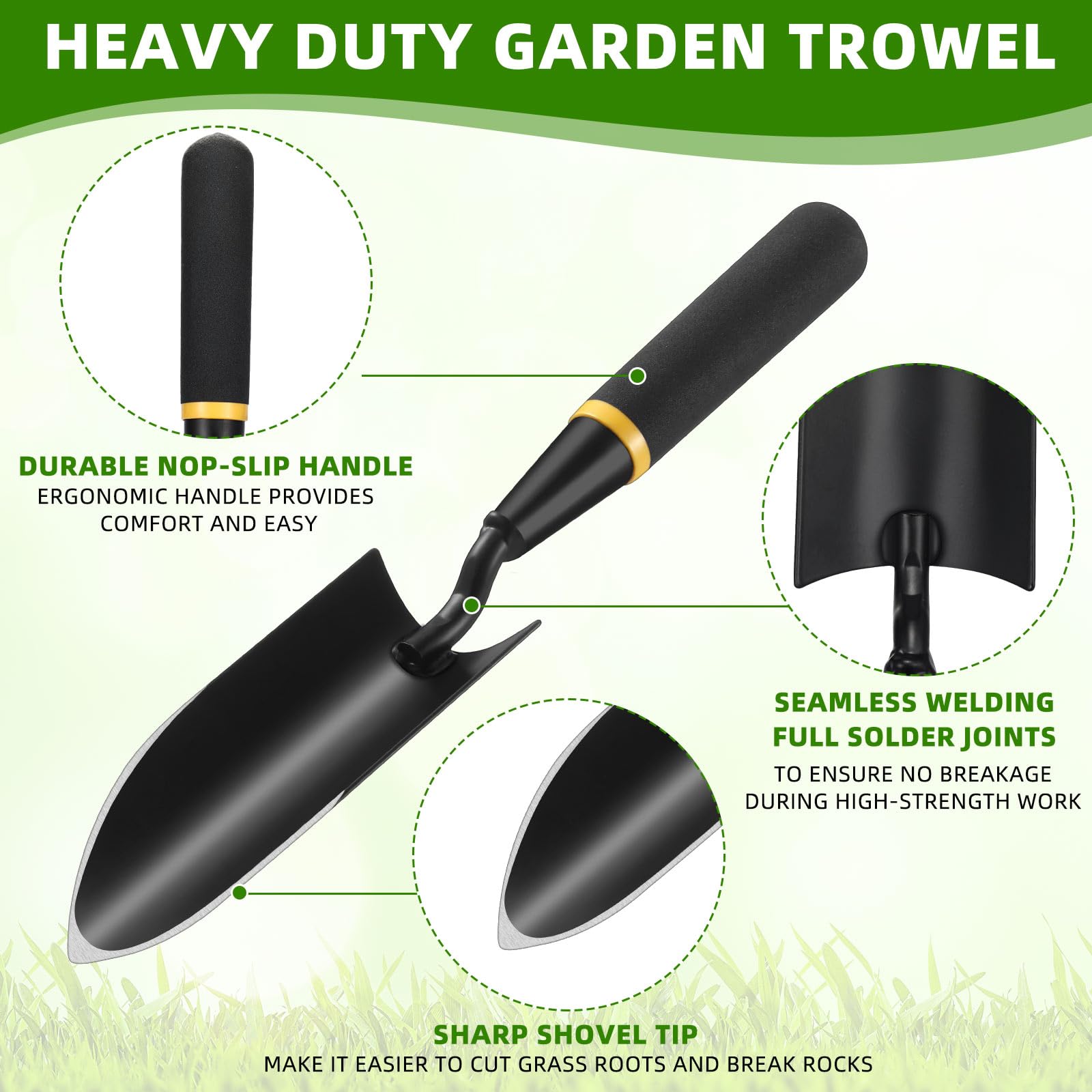 Leritón resin rubberized handle close-up demonstrating comfortable anti-slip grip for longer work