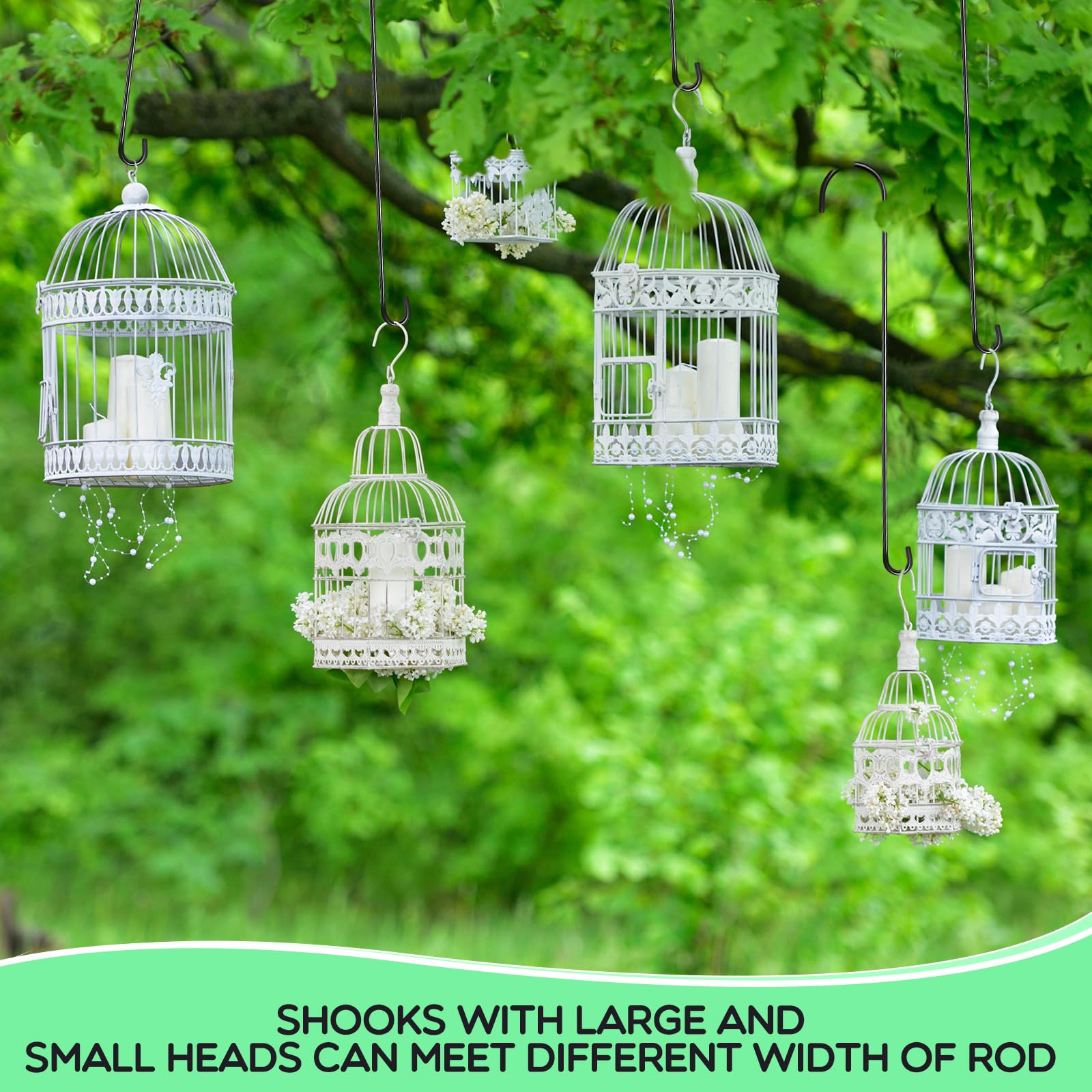Leriton hook in use with bird feeder in garden for safe ground-level refilling