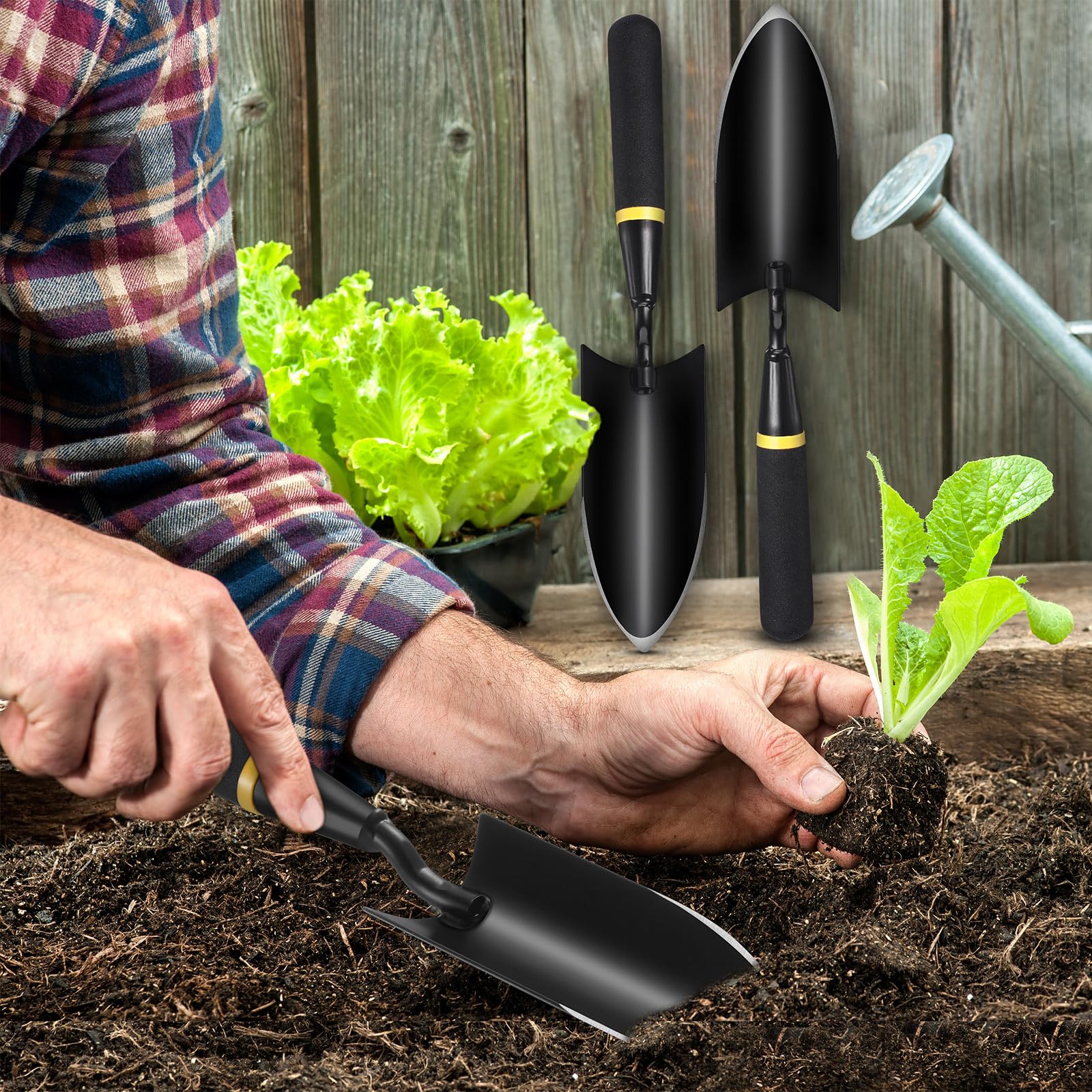 Leritón trowel next to ruler for size scale showing compact portability and easy storage