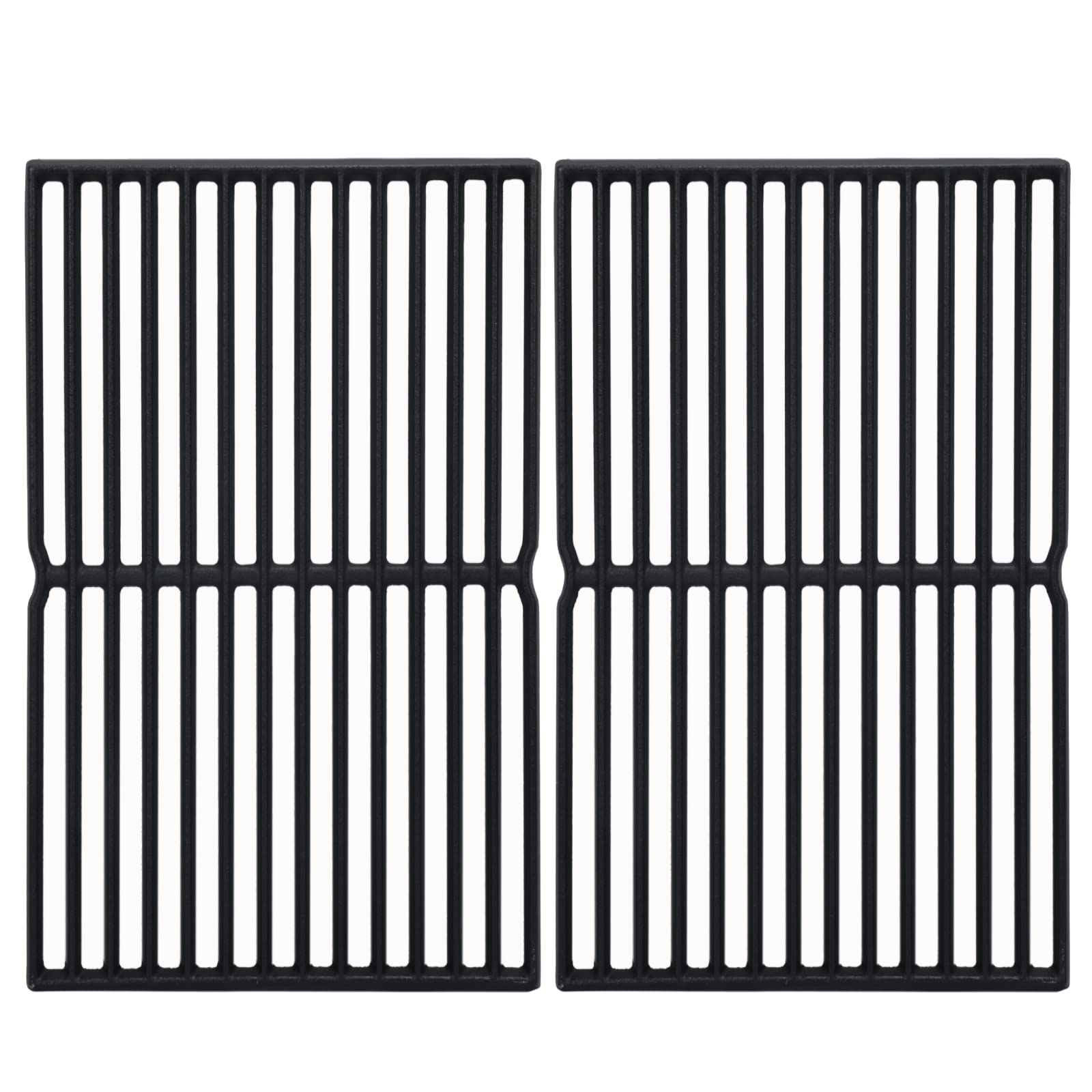 Leship front view of two cast iron grates showing full coverage and heavy-duty build