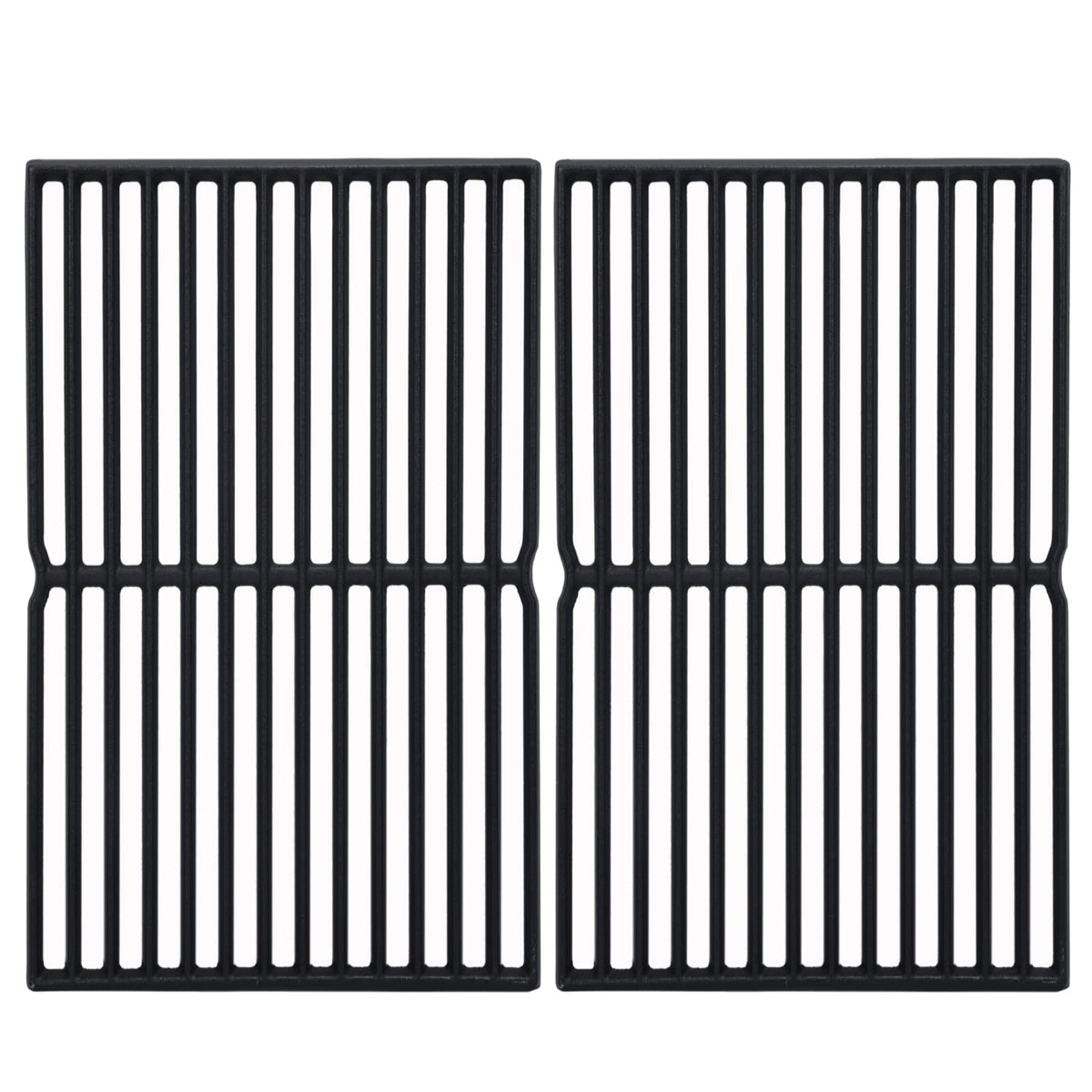 Leship front view of two cast iron grates showing full coverage and heavy-duty build