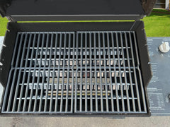 Leship grates installed in a compatible Weber grill demonstrating fit and even heating