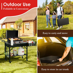 Leteuke grill cart carbon-steel tabletop texture for stable prep surface