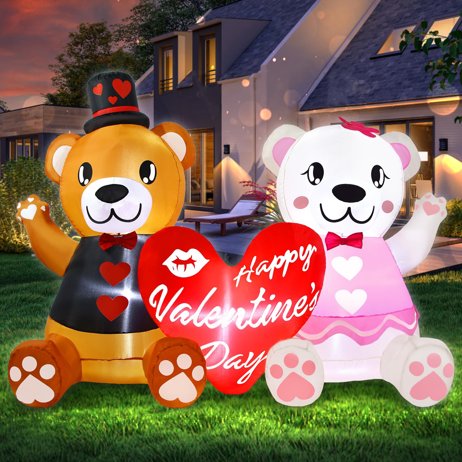 LETIME front view of inflatable bear couple showing scale and curb appeal