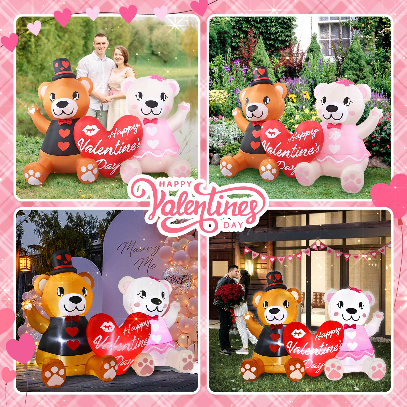 LETIME inflatable bears on driveway showing size compared to car for scale