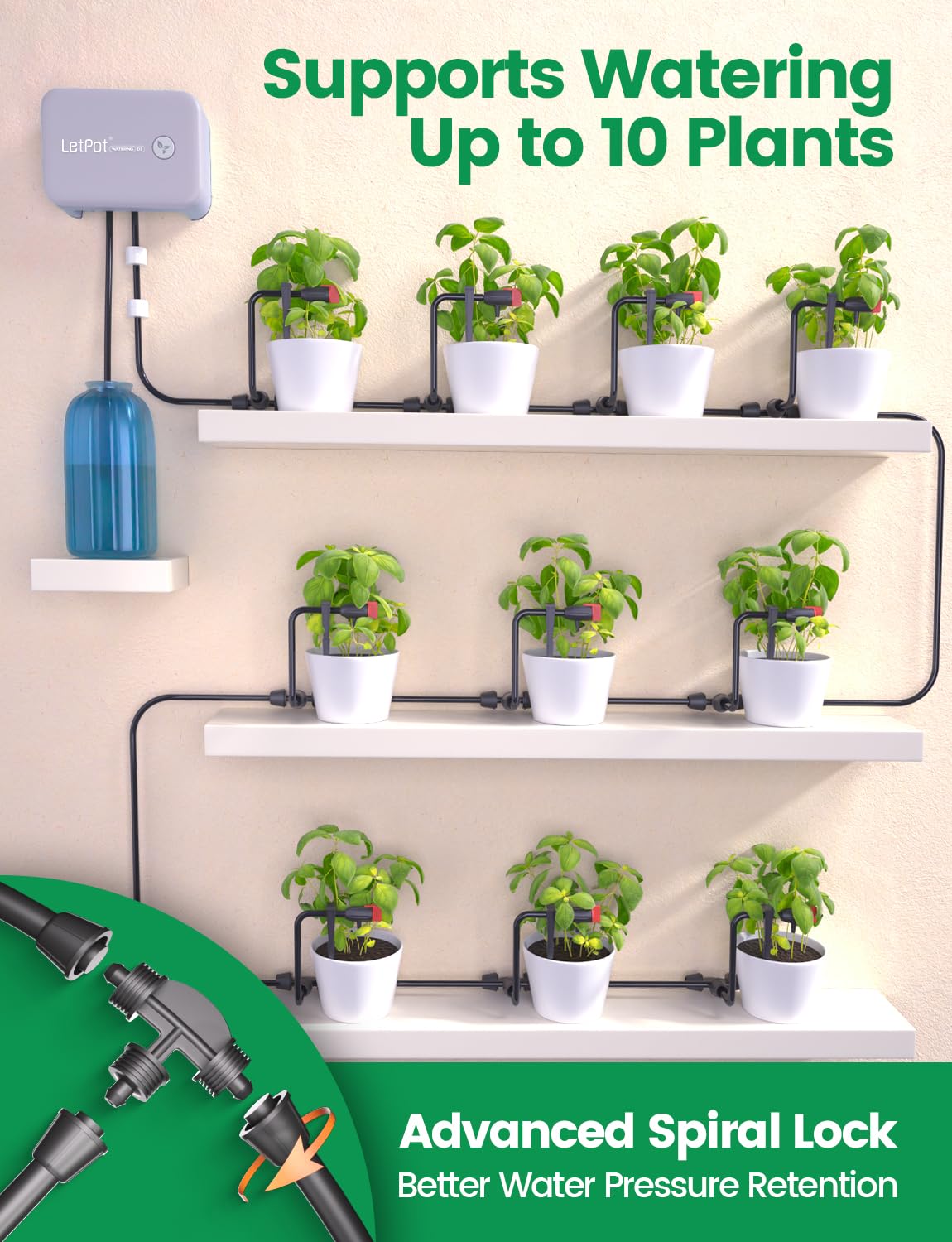 LETPOT system installed on balcony planters ensuring consistent watering