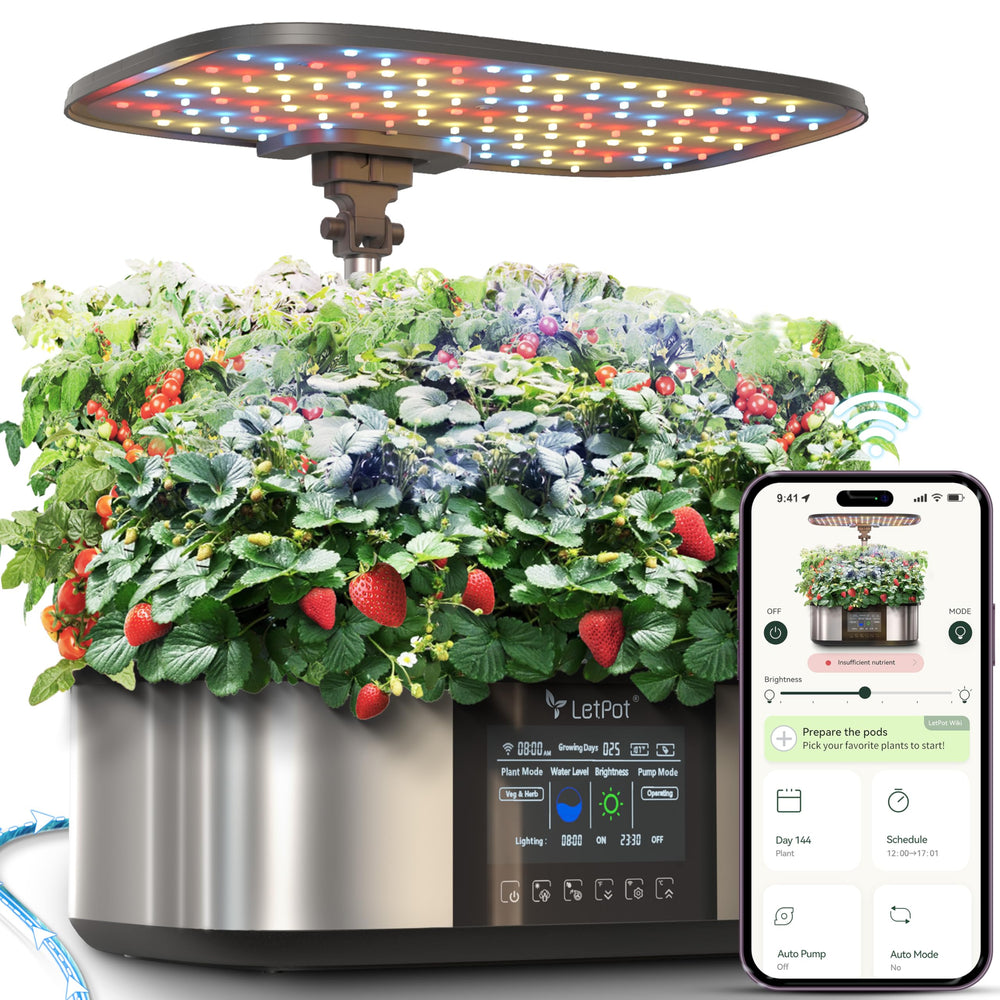 LETPOT front view showing 21 pods and compact design for space-saving growth