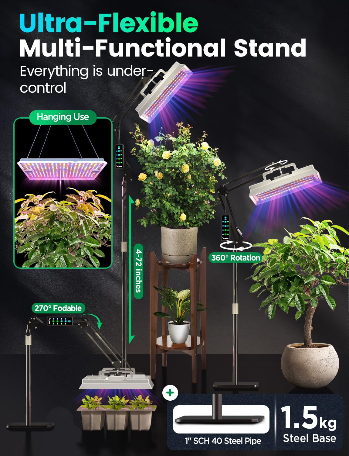 LETPOT beside potted plant to show scale and effective canopy coverage