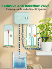LETPOT tubing and adjustable drippers arranged for multi‑pot coverage
