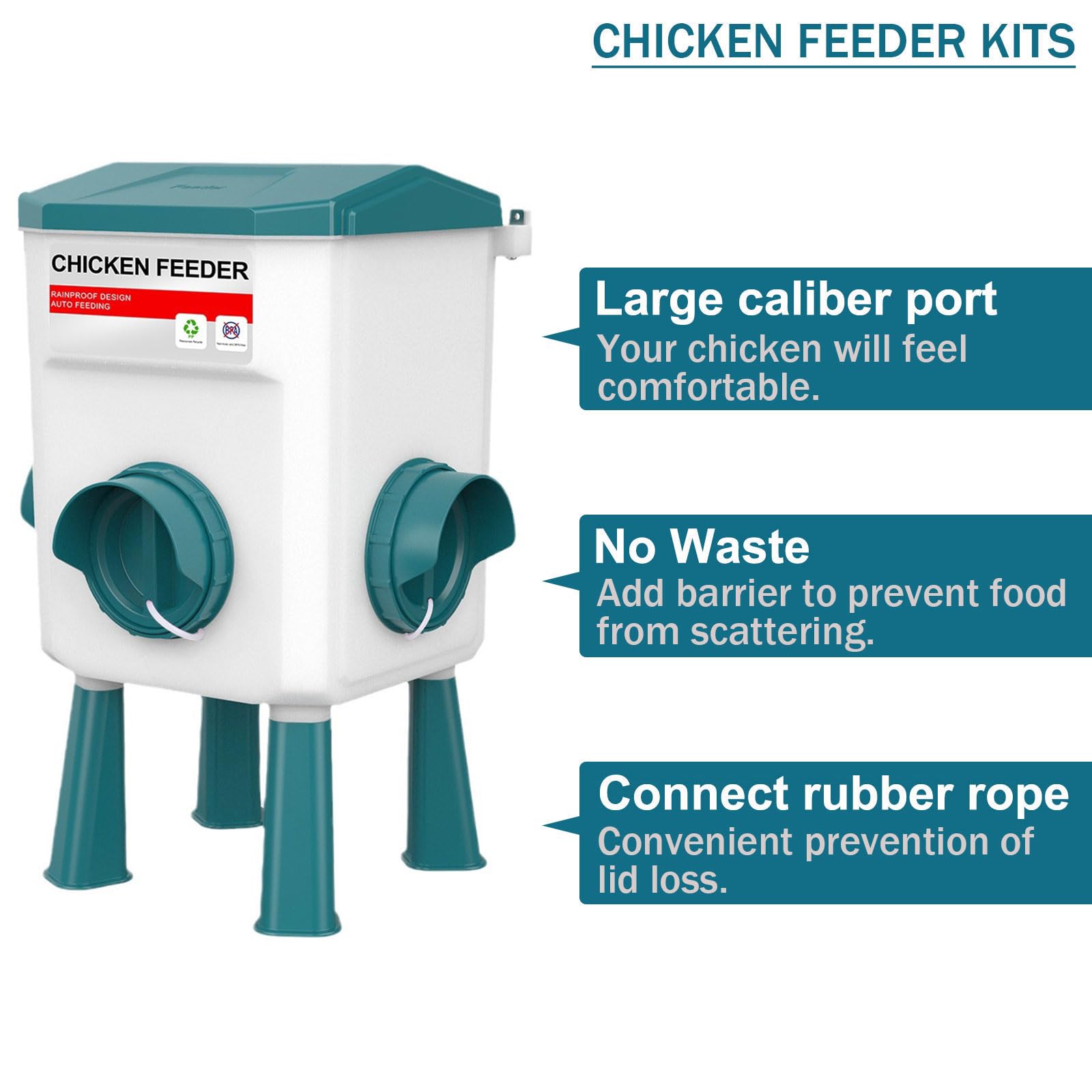 letsFix legs installed for ground-standing placement and stable feeding station