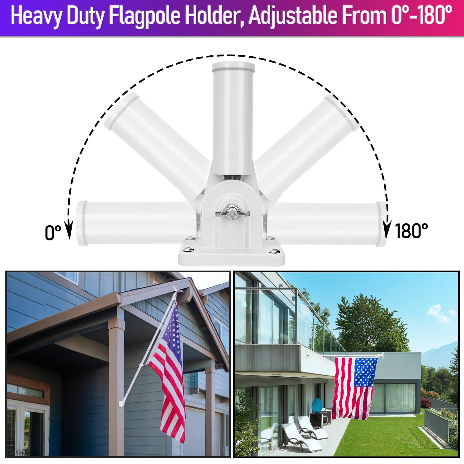 LETSTRY mounted flag pole on a porch showing curb appeal and visibility