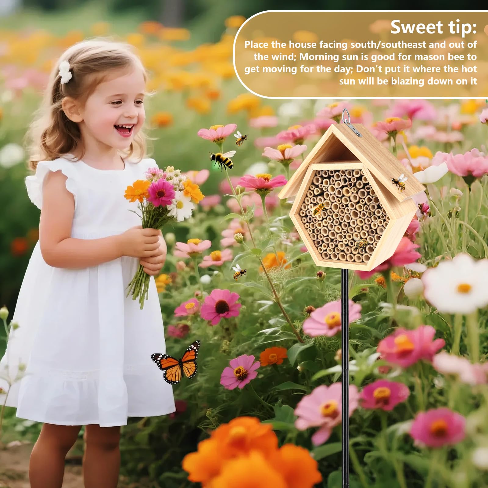 Lettry bee house in garden setting enhancing curb appeal while attracting pollinators