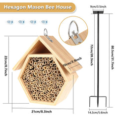 Lettry bee house hanging under tree branch offering sheltered nesting and protection