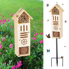 Lettry front view insect house showing entry holes and natural finish for shelter