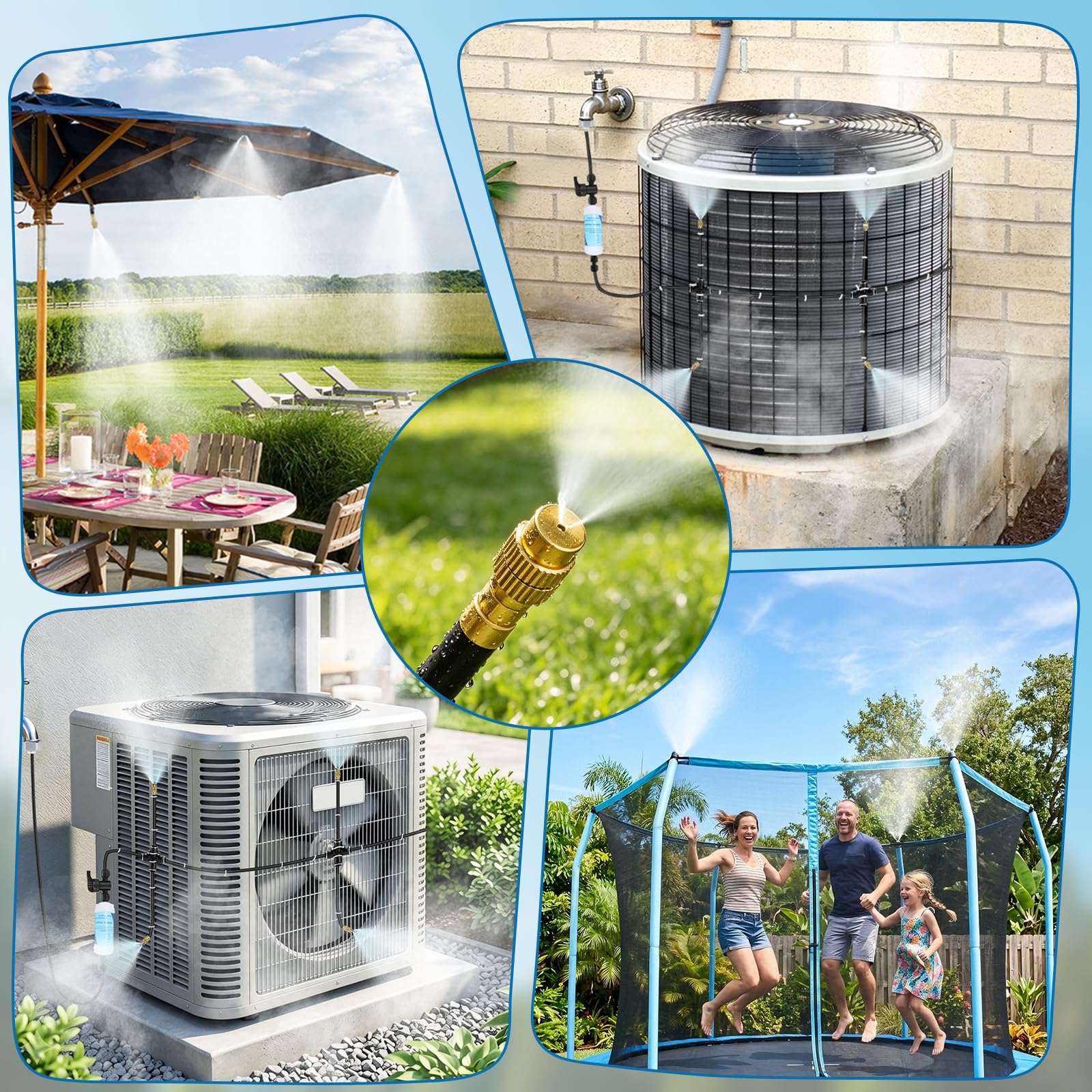 Lettry lifestyle shot cooling a patio area to improve outdoor comfort during heat