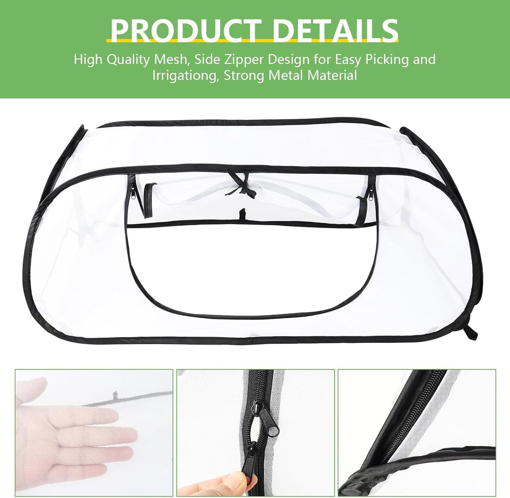 Lettry side zipper open on cover for easy access and convenient harvesting