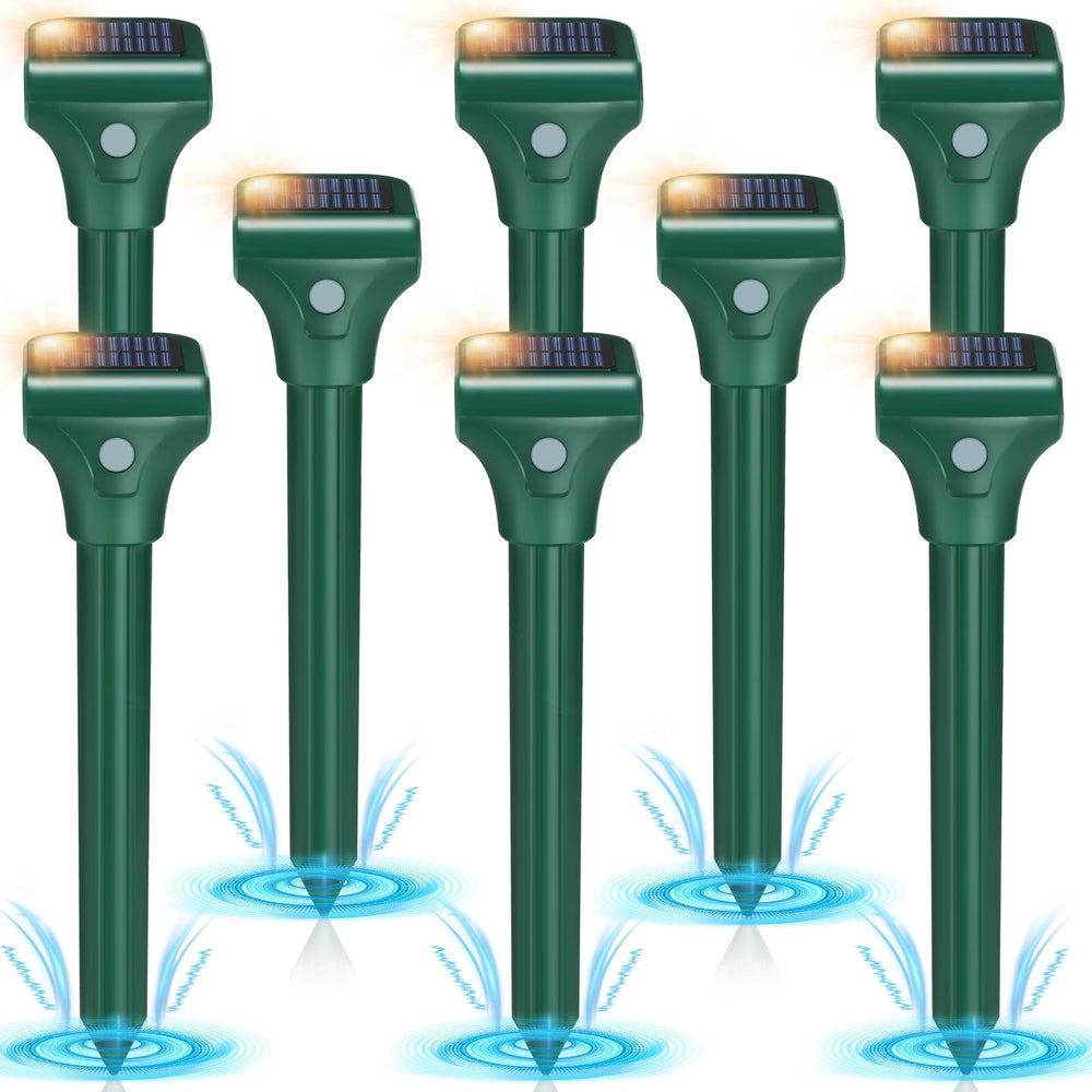 Letyet front view of eight stakes showing complete lawn protection
