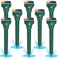 Letyet front view of eight stakes showing complete lawn protection