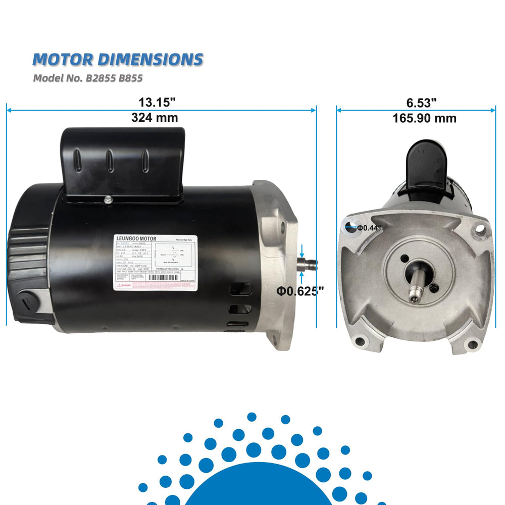 LEUNGOO motor installed in a pump housing demonstrating straightforward swap-in replacement